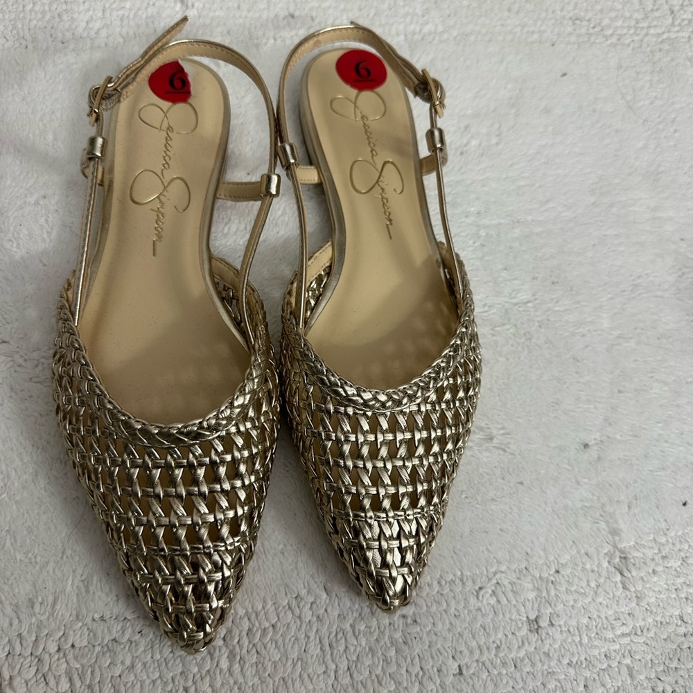 Jessica Simpson Metallic Gold Woven flats